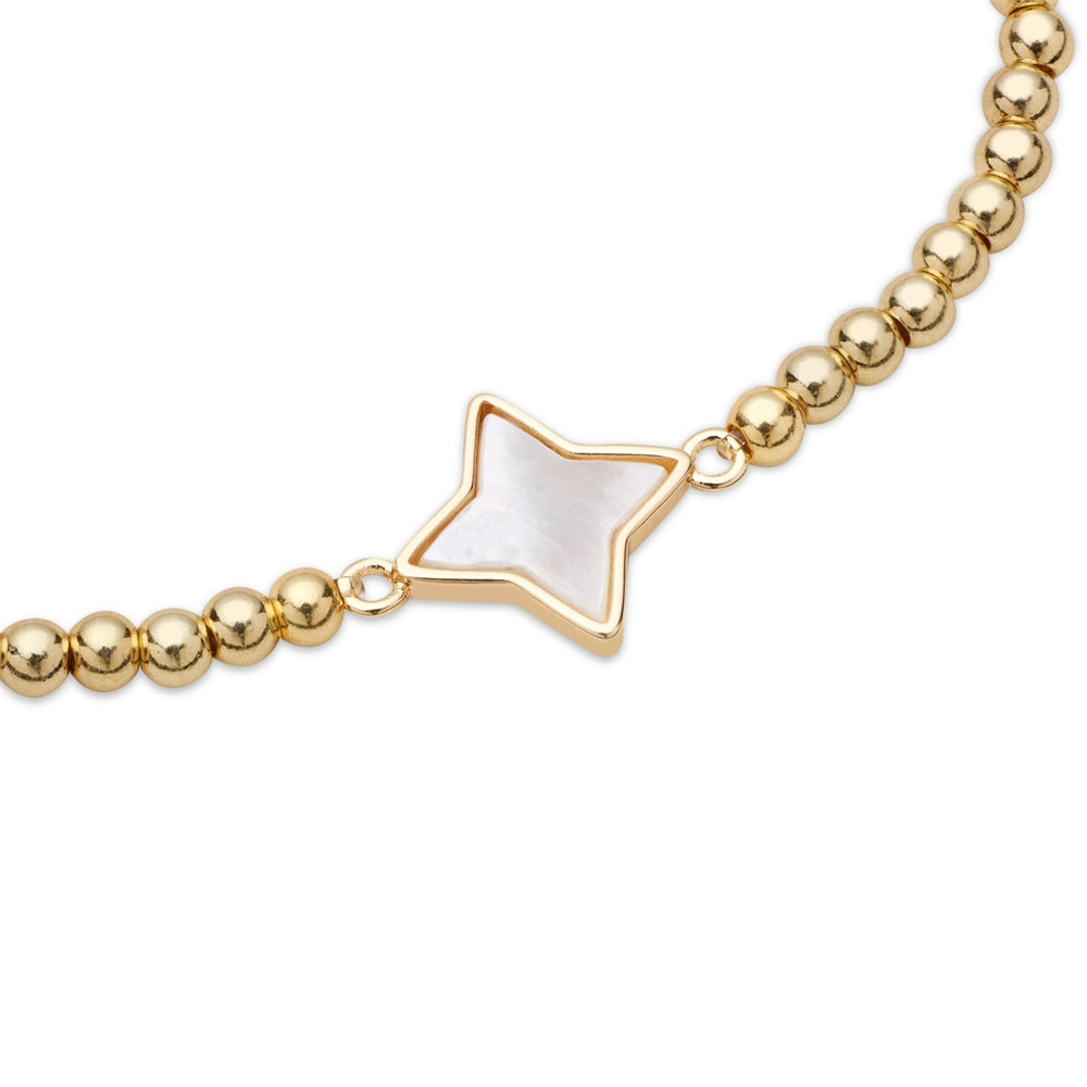 August Woods Gold Diamond Mother of Pearl Stretch Bracelet