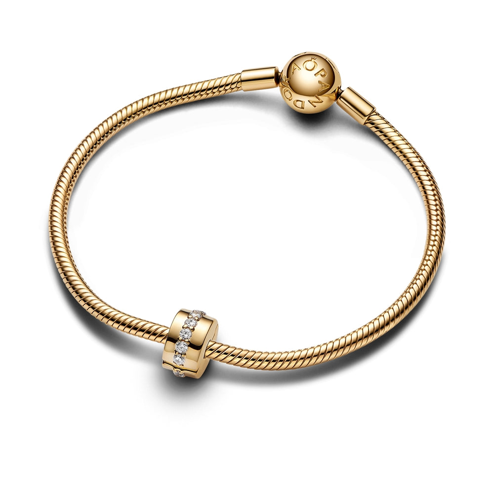 Pandora Gold Clear Sparkling Row Clip Charm