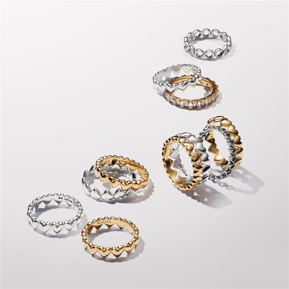 Pandora Silver Row of Hearts Ring