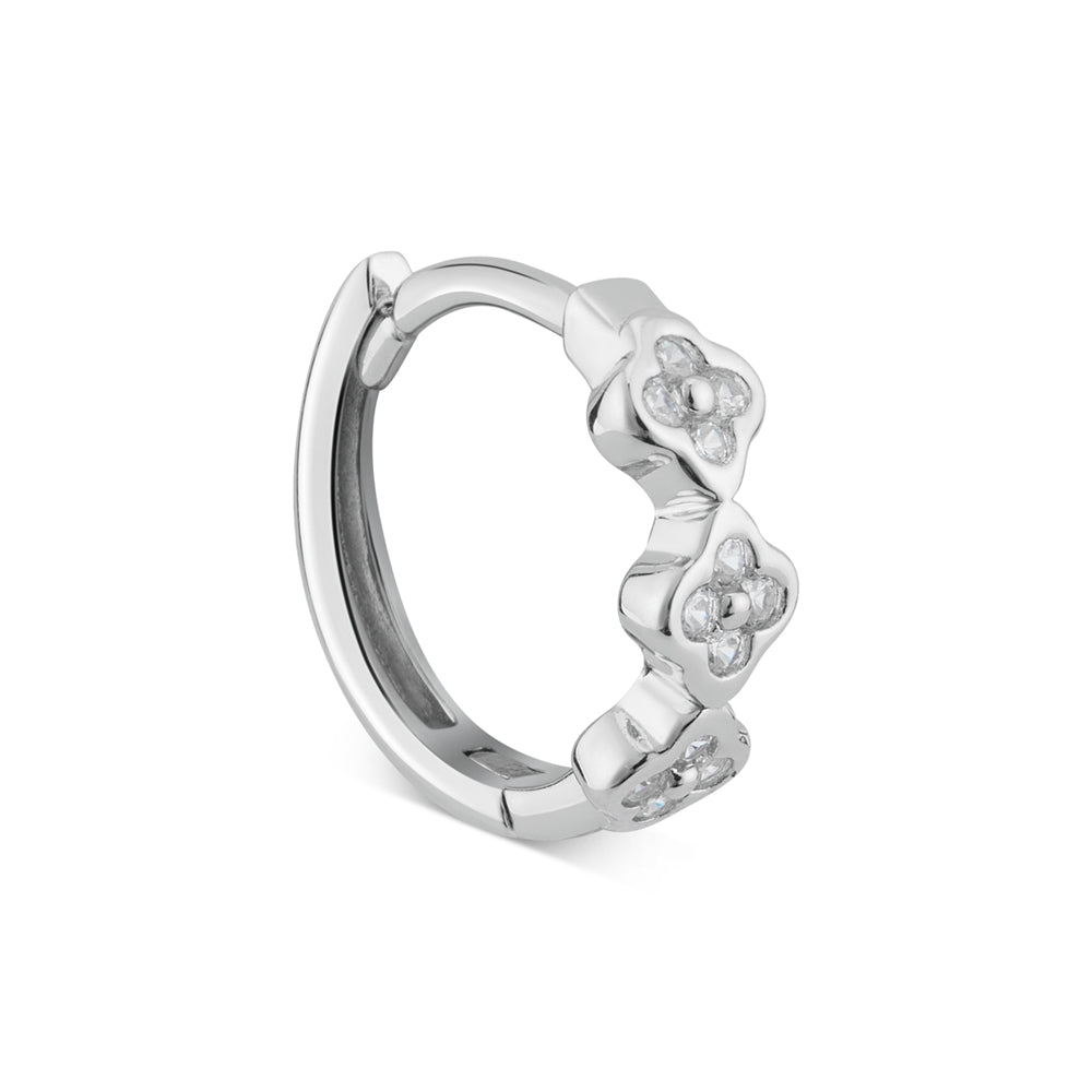 Argento Silver Clover Pave Hoop Earrings