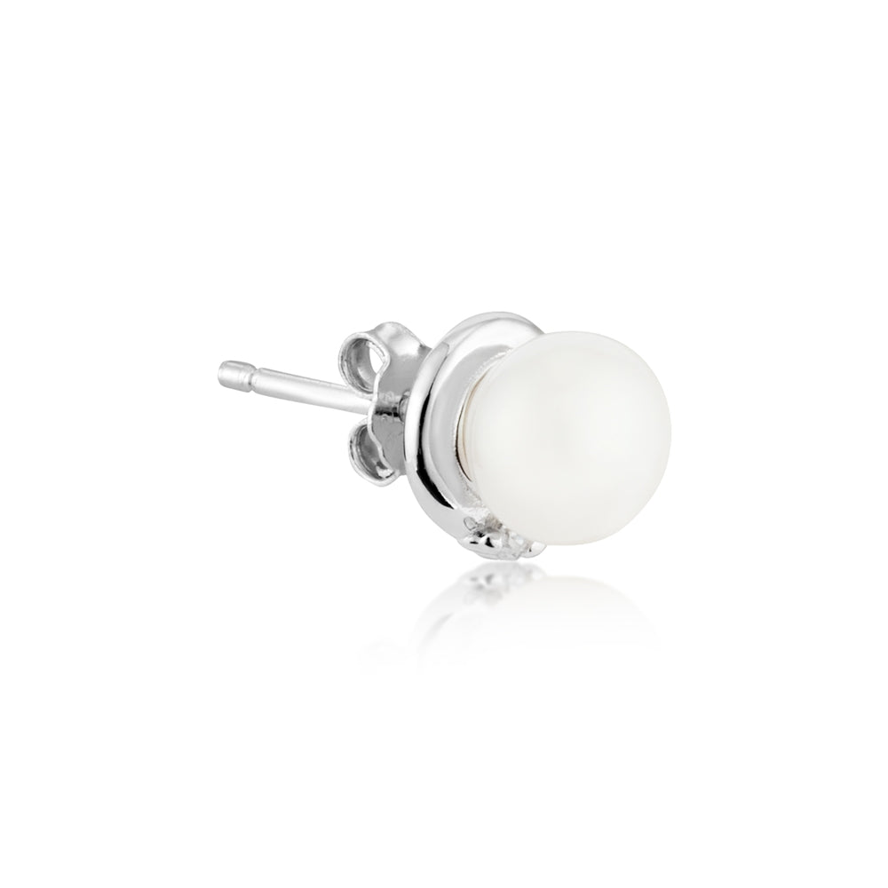 Argento Silver Crystal Pearl Stud Earrings