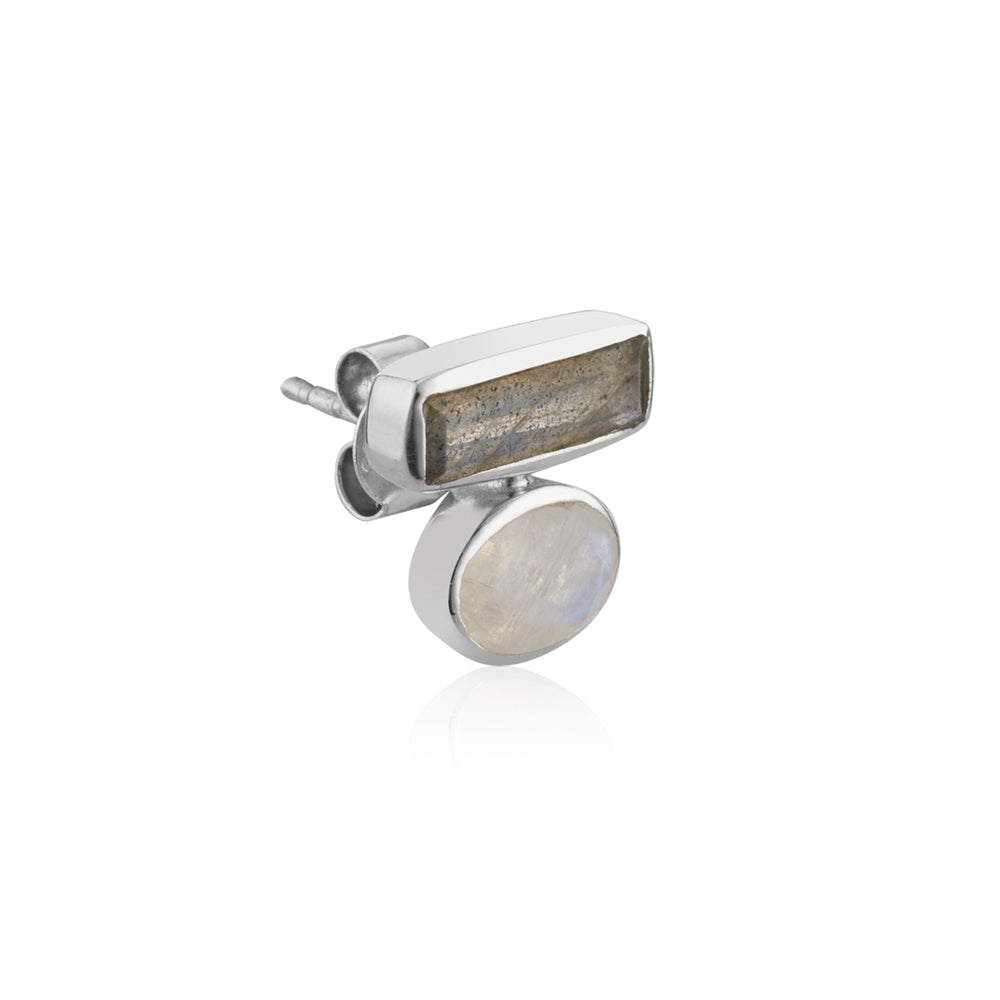 Argento Silver Labradorite Baguette Studs