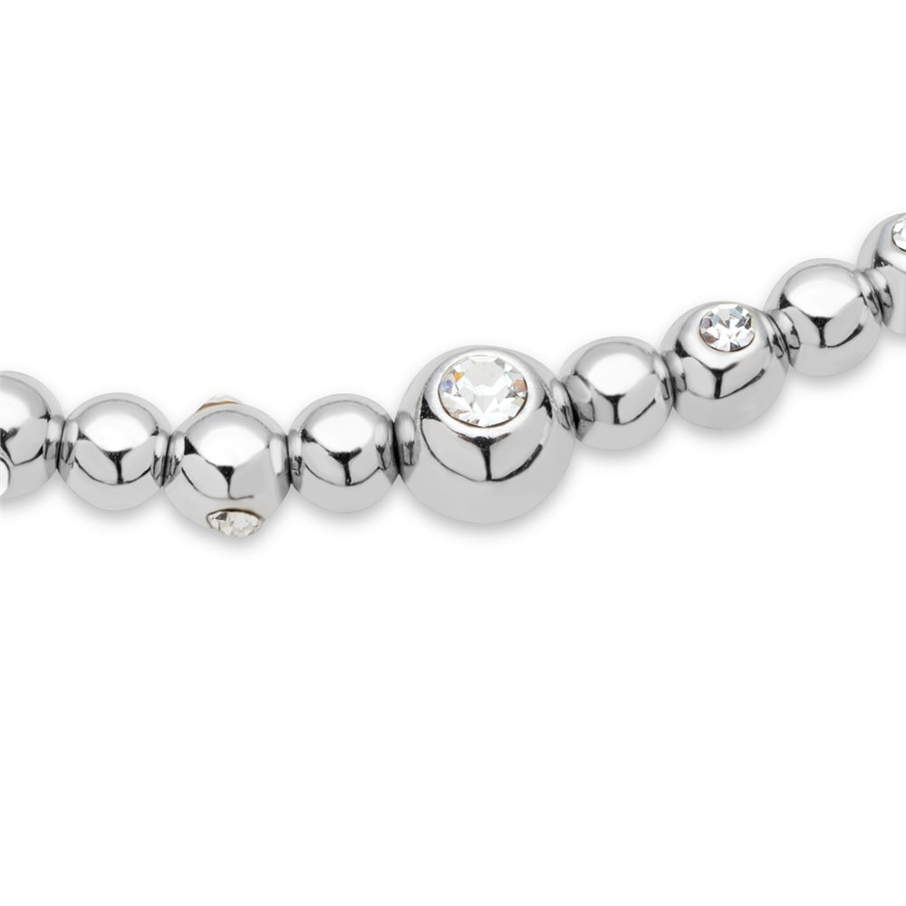 August Woods Silver Crystal Beaded Stretch Bracelet