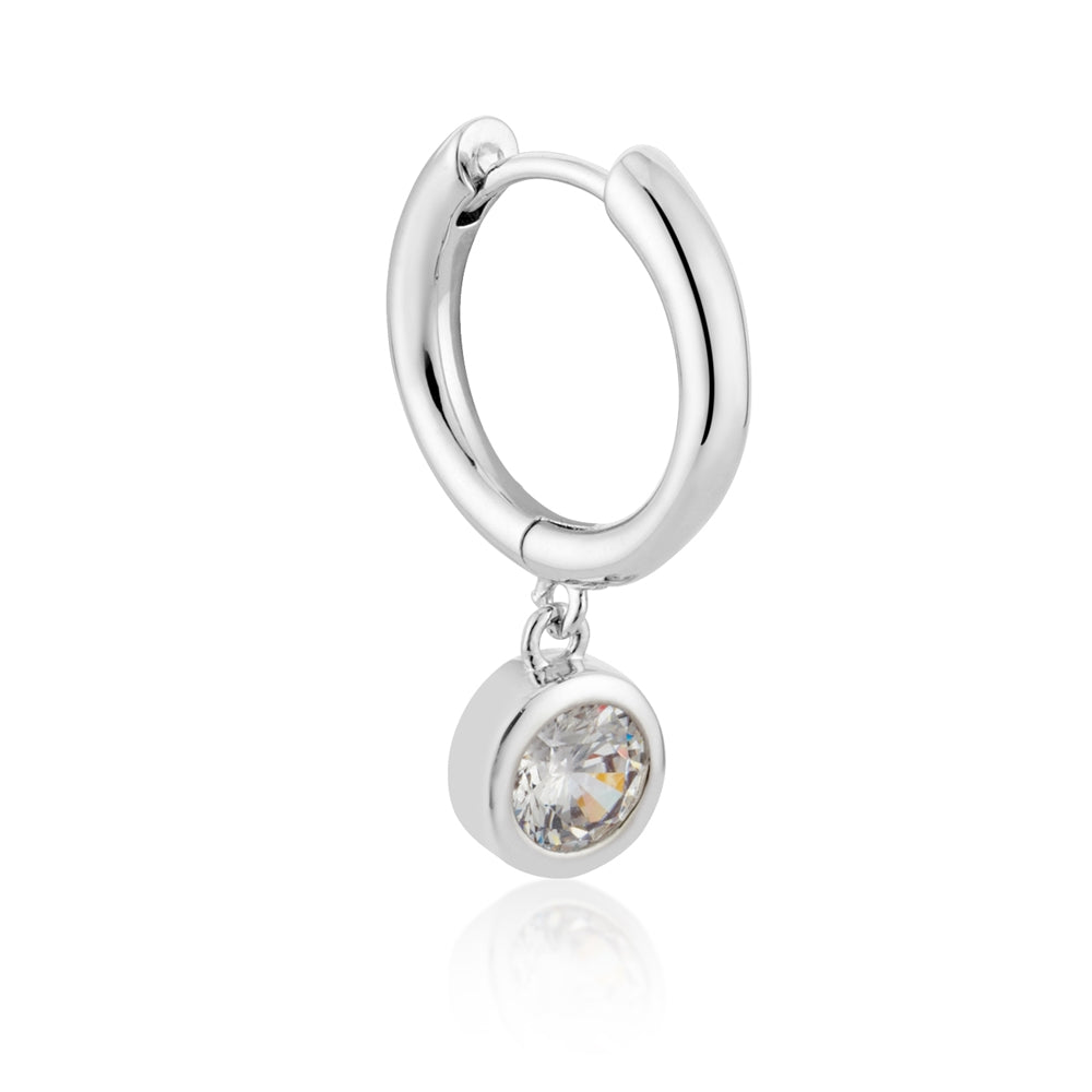 August Woods Silver Crystal Bezel Hoop Earrings