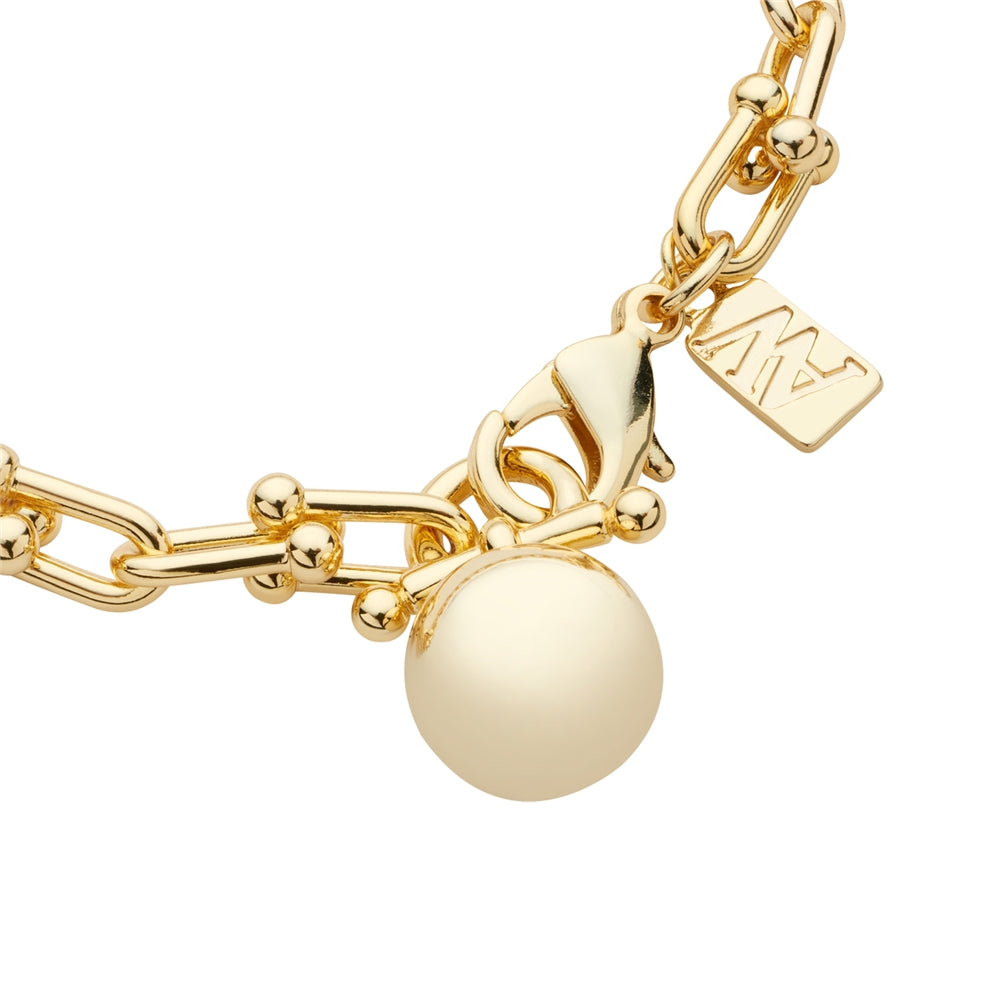 August Woods Gold Horseshoe Chain Ball Bracelet