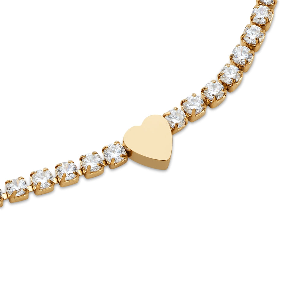 Over & Over Gold Stainless Steel Heart Tennis Bracelet