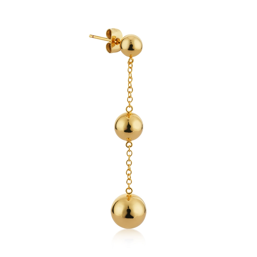 August Woods Gold Triple Beaded Drop Earrings