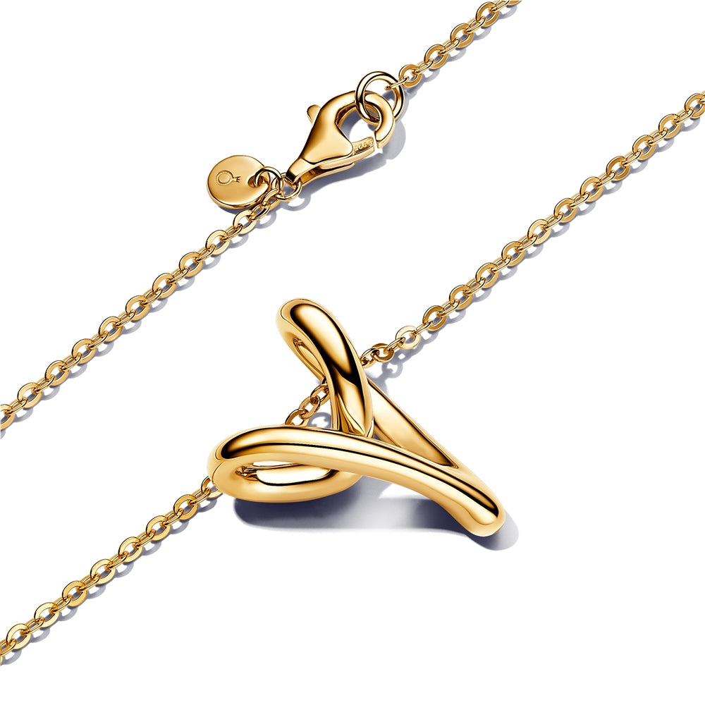 Pandora Gold Organically Shaped Heart Pendant Necklace