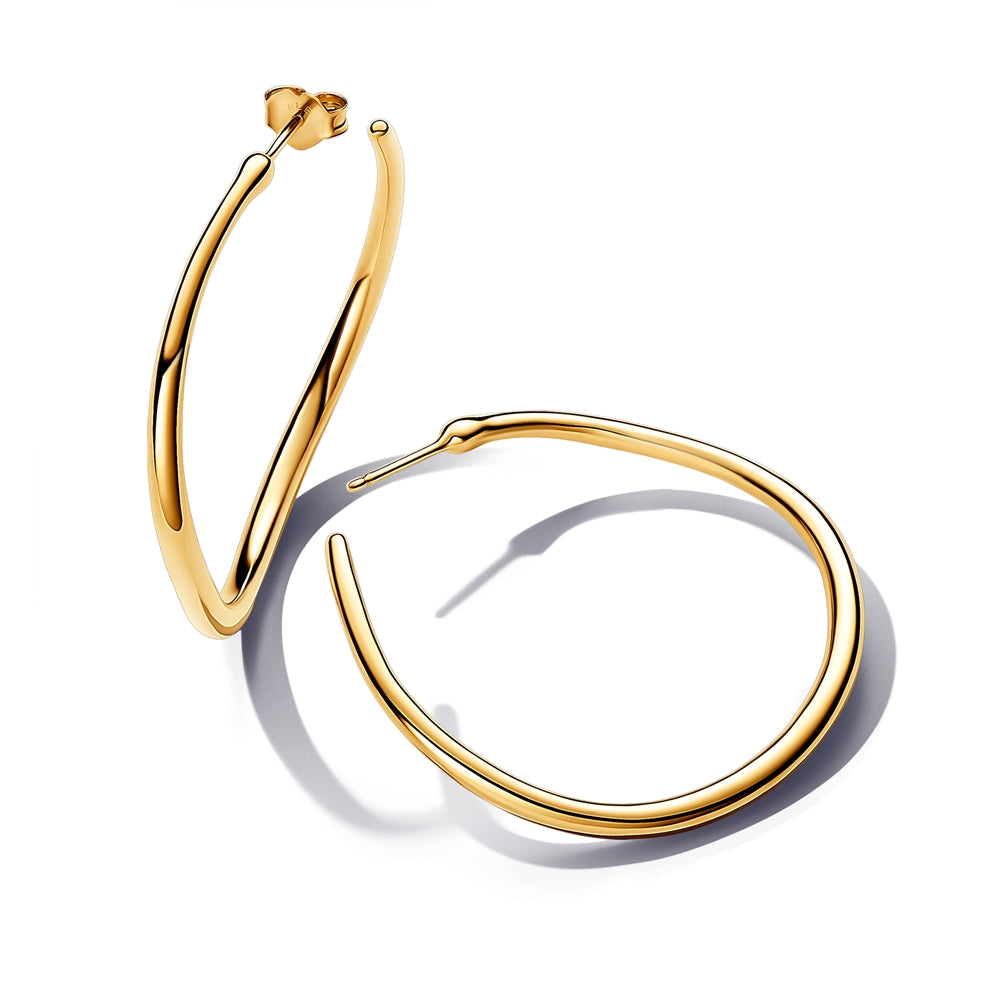 Pandora Gold Organically Shaped 42 mm Open Hoop Earrings