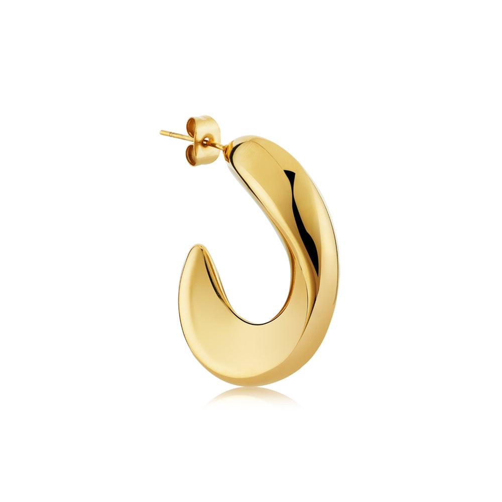 Over & Over Gold Stainless Steel Chunky Organic Hoop