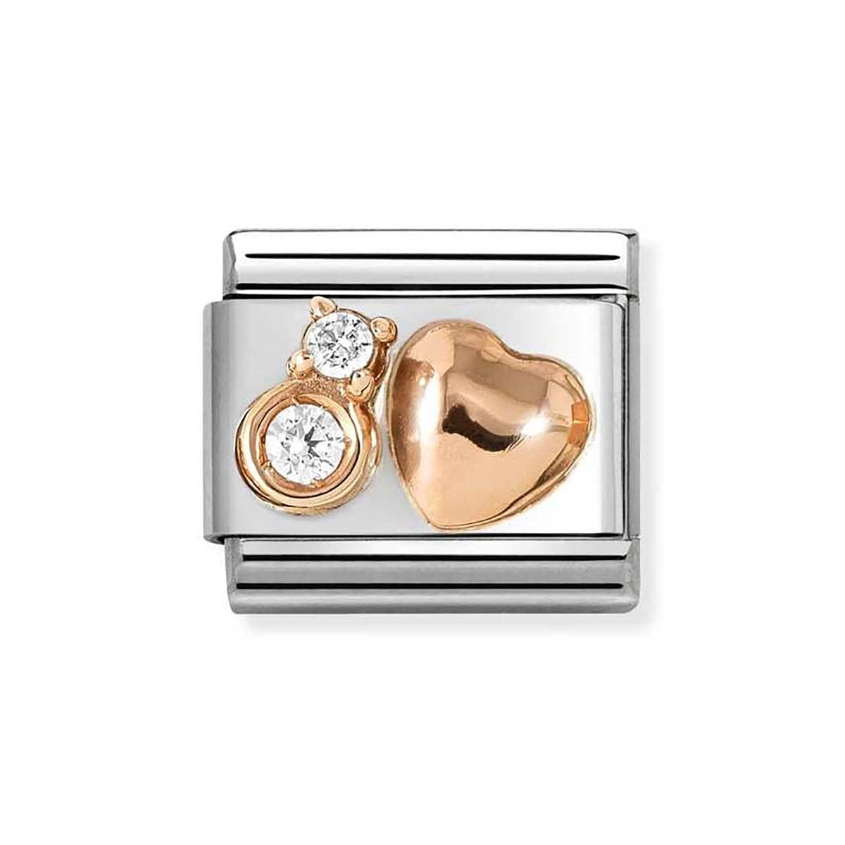 Nomination Rose Gold White Rounded Heart Charm