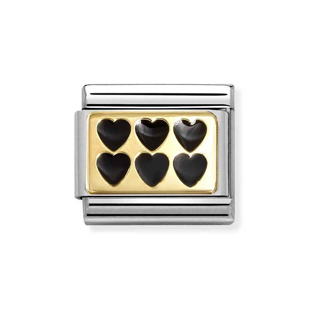 Nomination Black Line of Hearts Charm