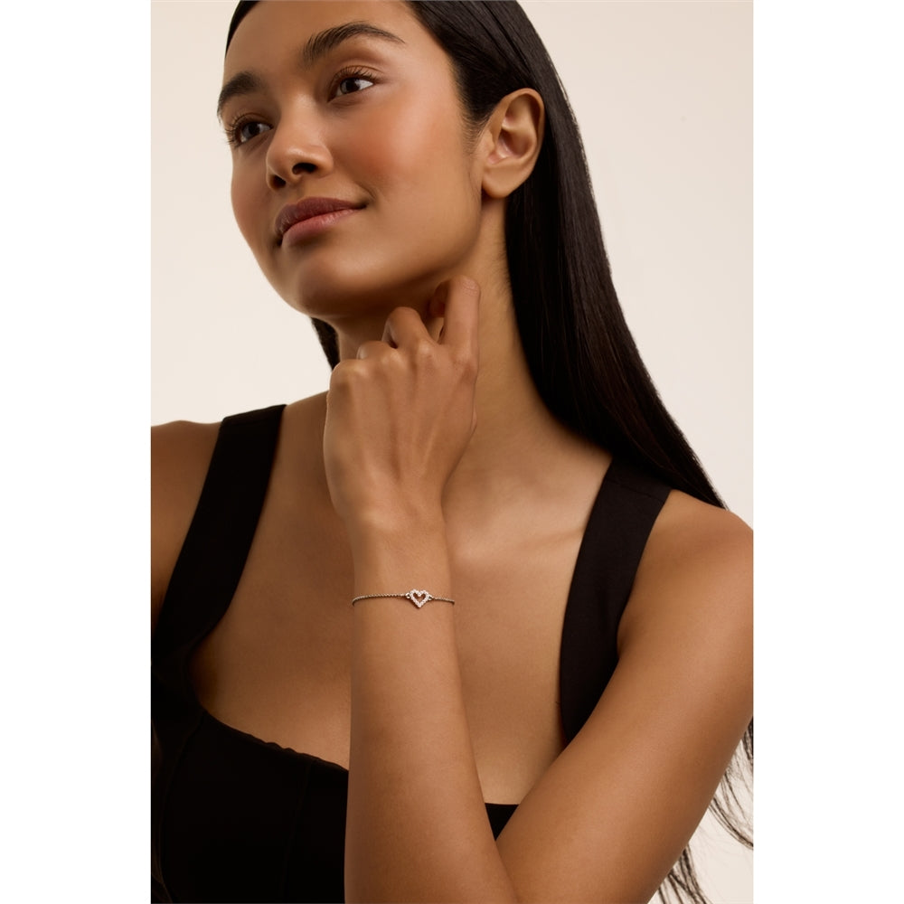 Ted Baker Silver Amorita Crystal Halo Heart Slide Bracelet