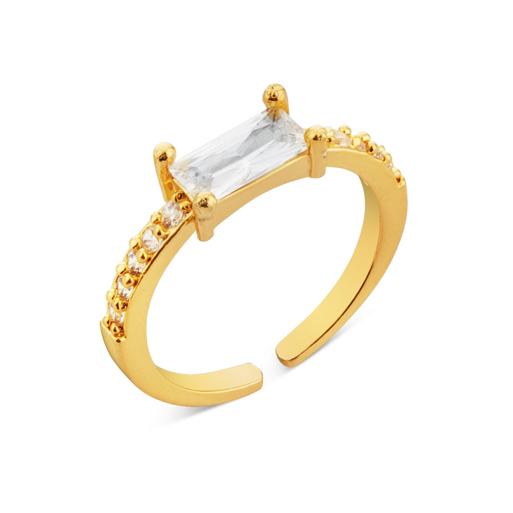 August Woods Gold Clear Crystal Adjustable Ring