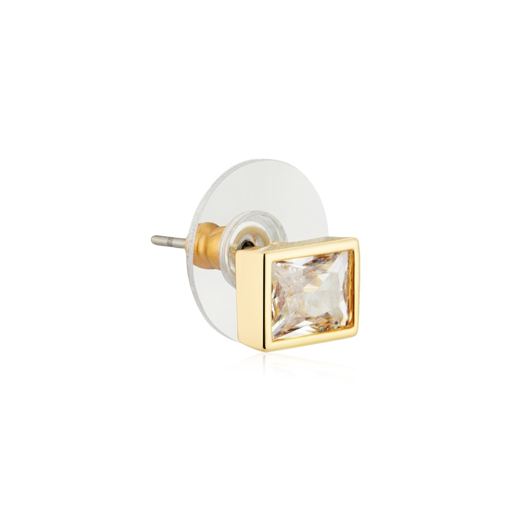 August Woods Gold Glimmer Clear Crystal Stud Earrings