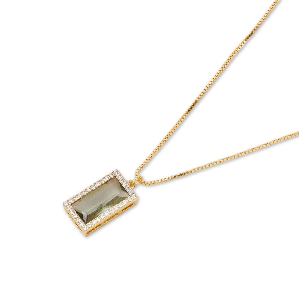 August Woods Gold Tourmaline Baguette Cut Statement Necklace