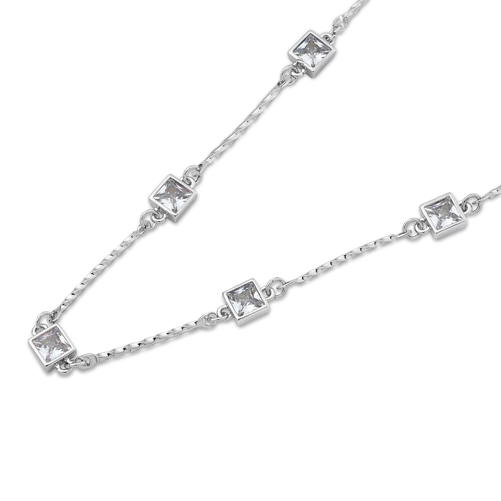 August Woods Silver Glimmer Clear Multi Crystal Necklace