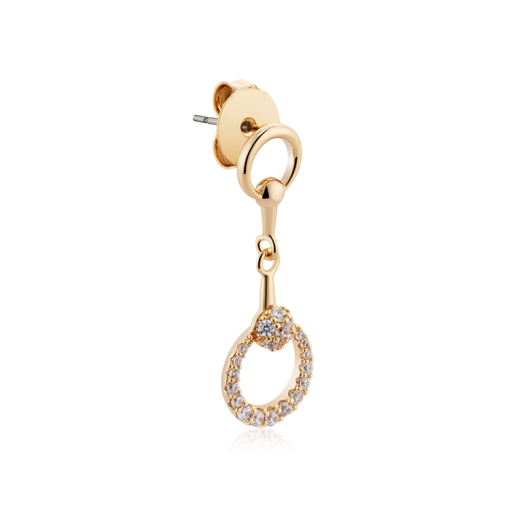 August Woods Gold Circle Crystal Link Drop Earrings