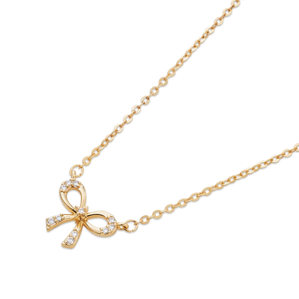 August Woods Gold Classic Crystal Bow Necklace