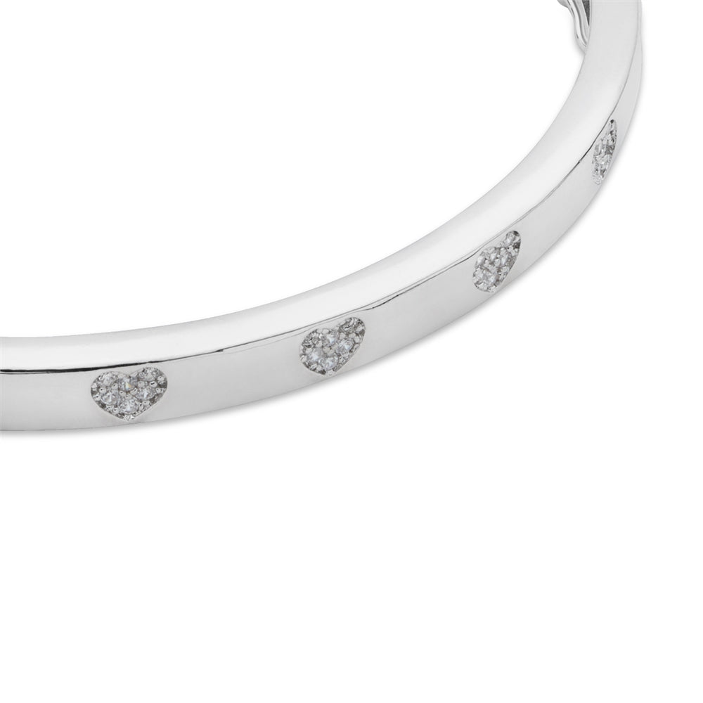 August Woods Silver Crystal Heart Bangle