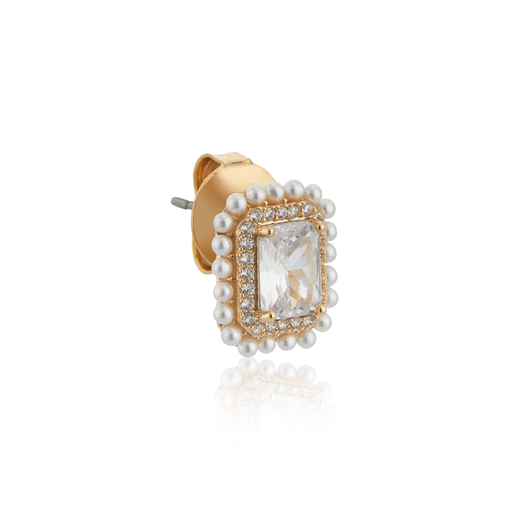 August Woods Gold Rectangle Crystal Stud Earrings