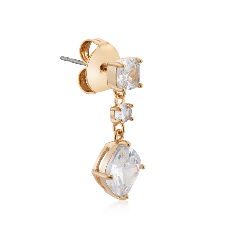 August Woods Gold Solitaire Drop Earrings