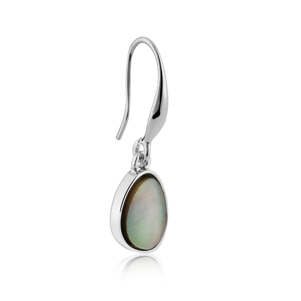 August Woods Silver and Grey Shell Crystal Hook Earrings