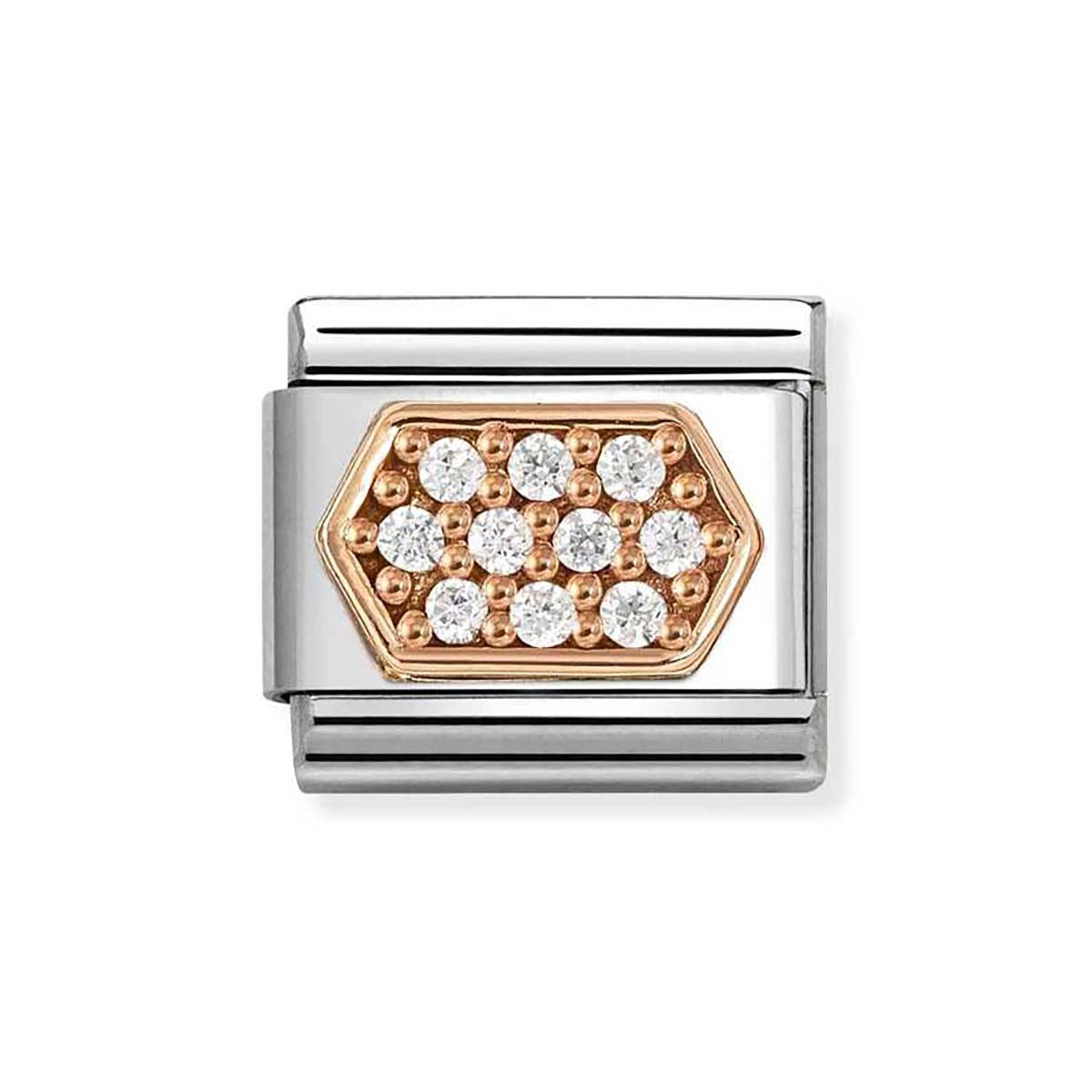 Nomination Rose Gold White Crystal Hexagon Charm