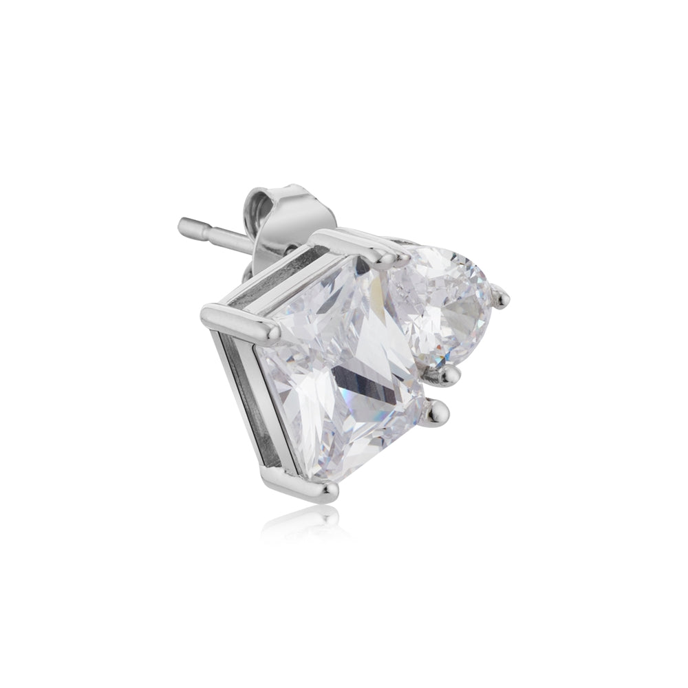 Argento Silver Toi Et Moi Stud Earrings