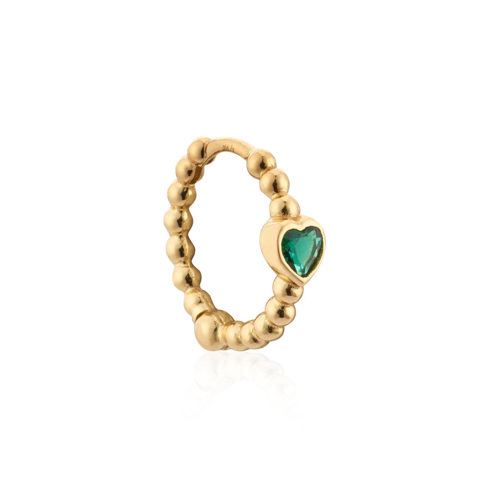 Argento Gold Green Heart Bead Hoop Earrings
