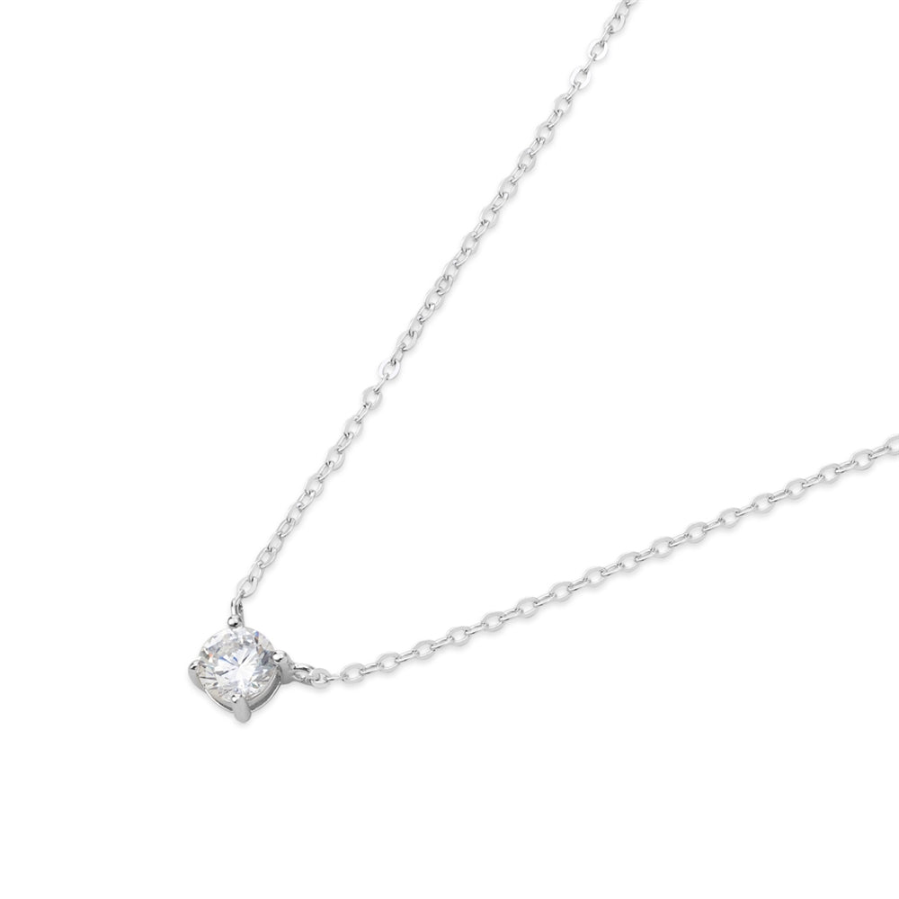 Argento Silver Solitaire Cubic Zirconia Necklace