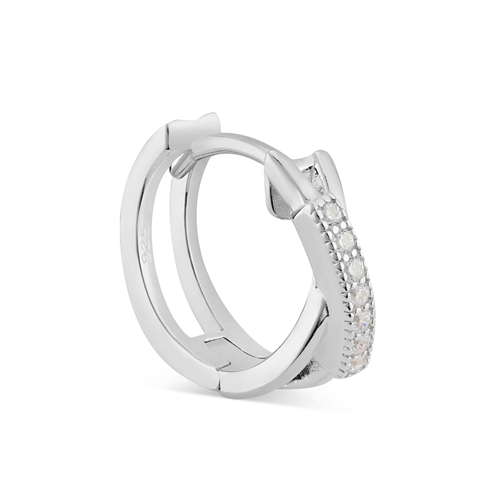 Argento Silver Cross Crystal Hoop Earrings