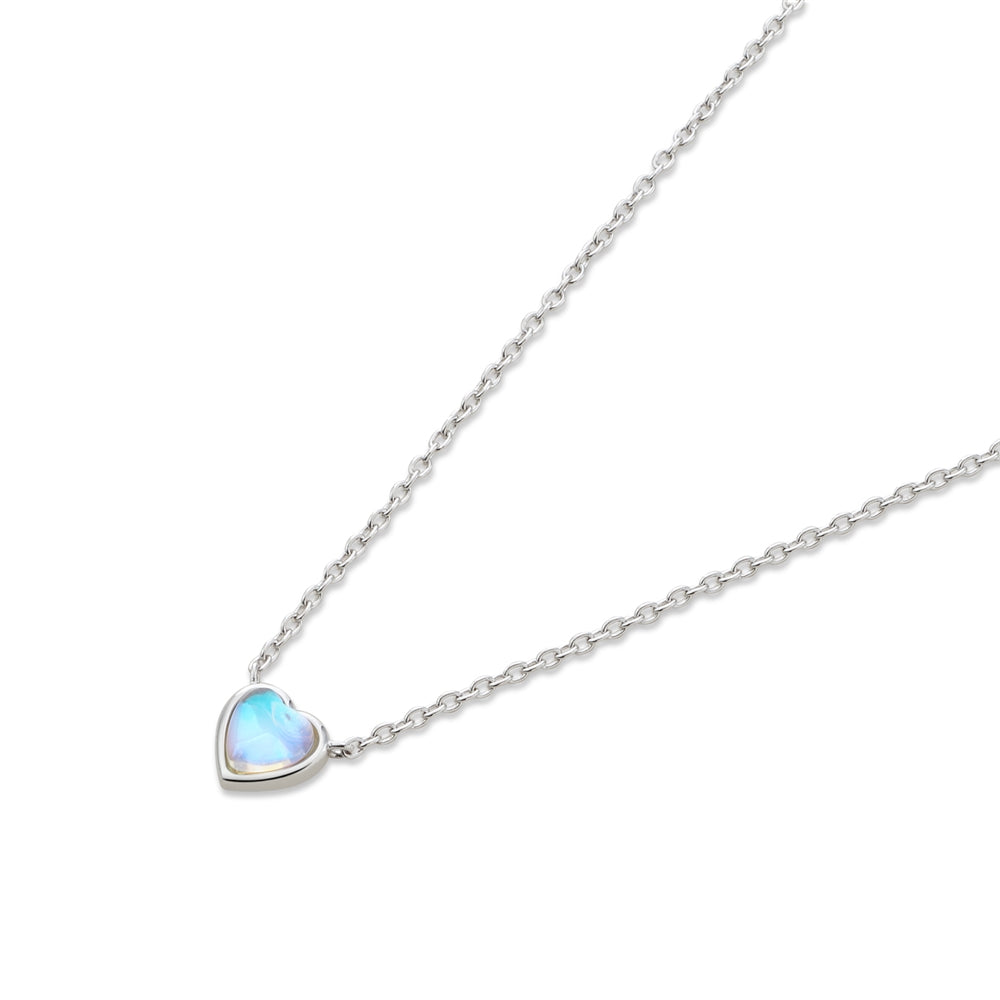 Argento Silver Mother of Pearl Heart Crystal Necklace