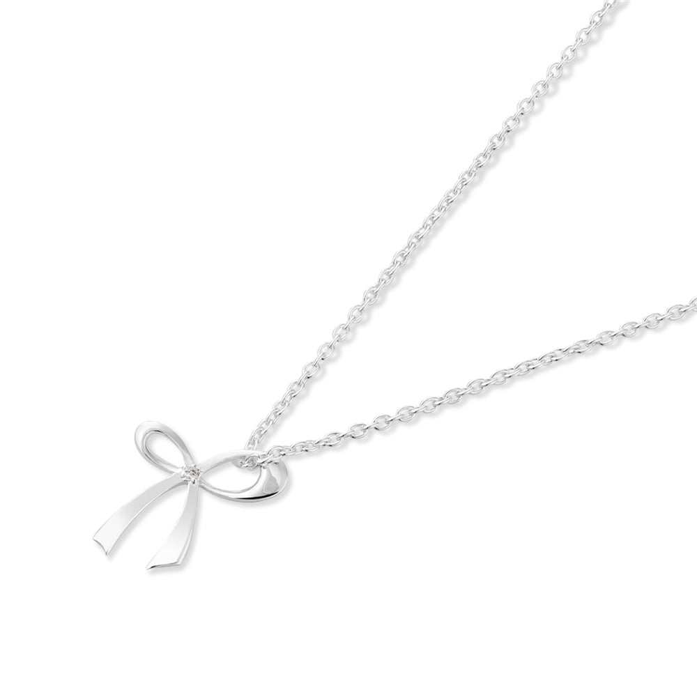 Argento Silver Simple Bow Necklace