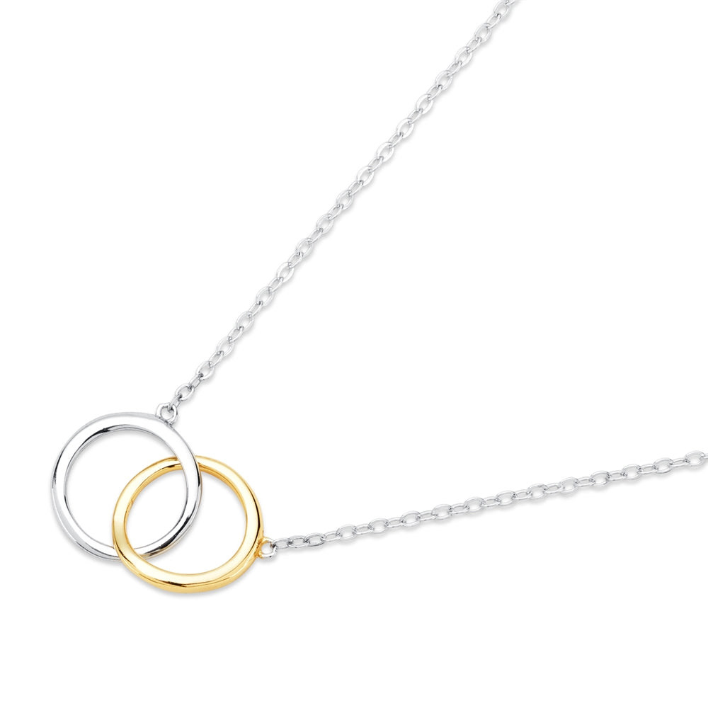 Argento Silver Two Tone Circle Link Necklace