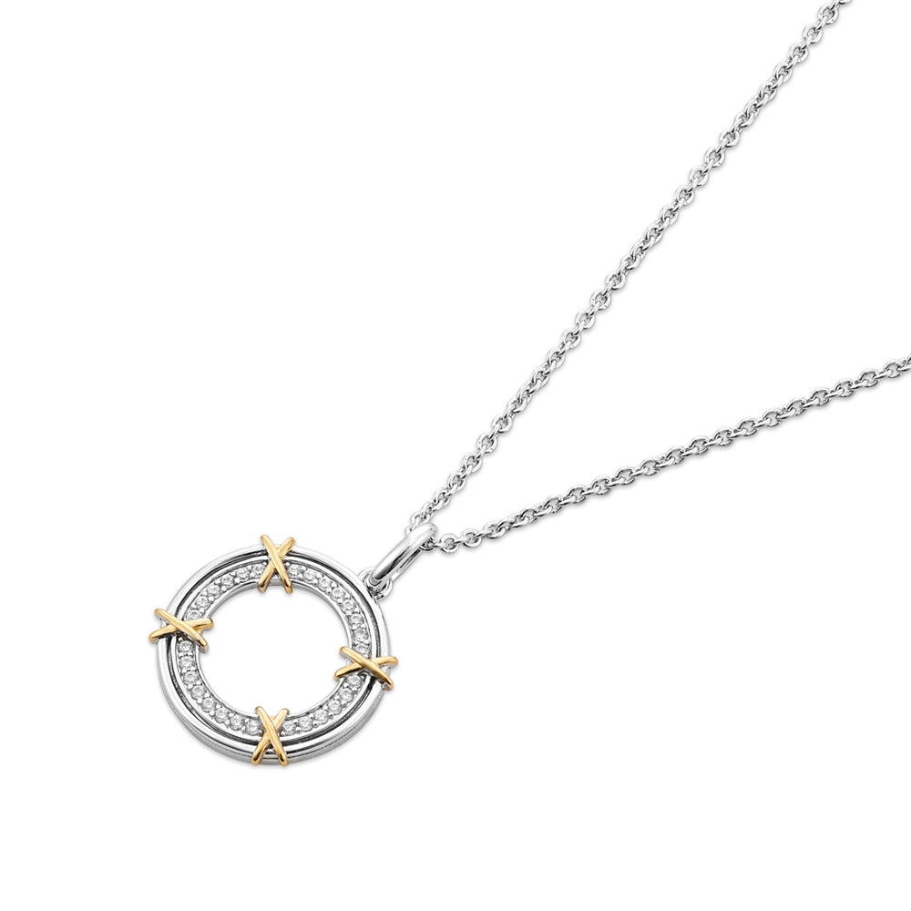 Argento Silver Two Tone Cross Circle Necklace