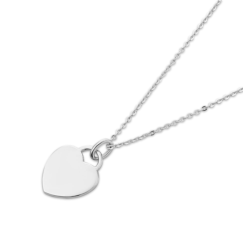 Argento Silver Engravable Padlock Heart Necklace
