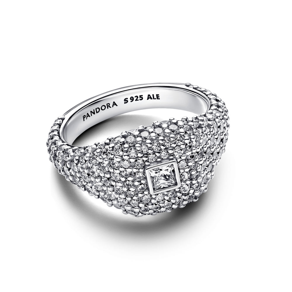 Pandora Silver Pavé Square Cocktail Ring
