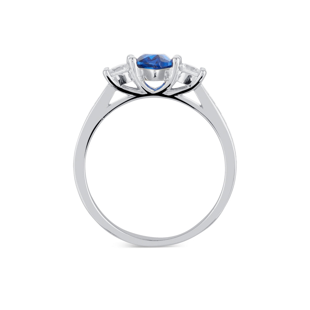 Argento Silver Sapphire Heart Cubic Zirconia Ring