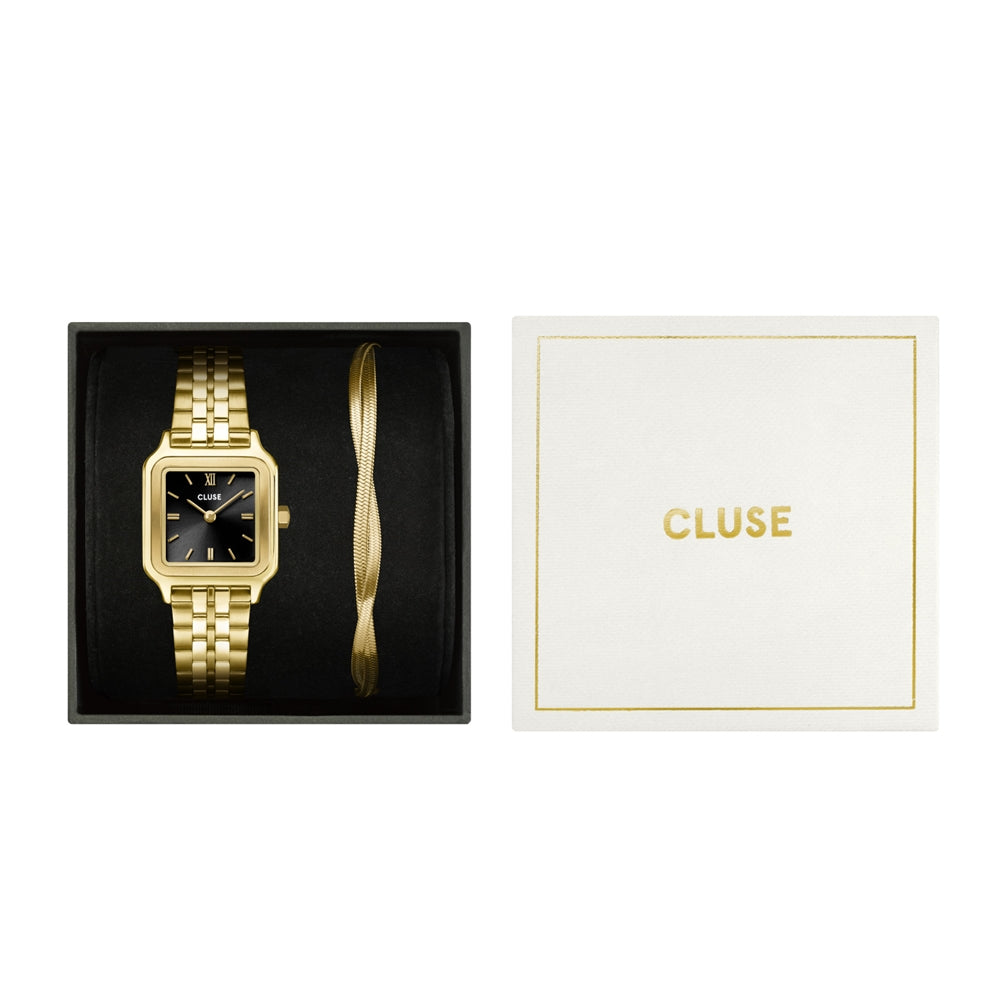 CLUSE Gold Petite Gracieuse Black Twist Bracelet Giftbox