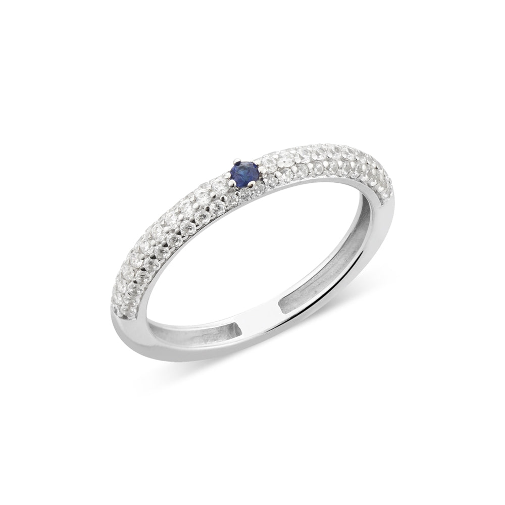 Argento Silver Blue Stone Pavé Band Ring