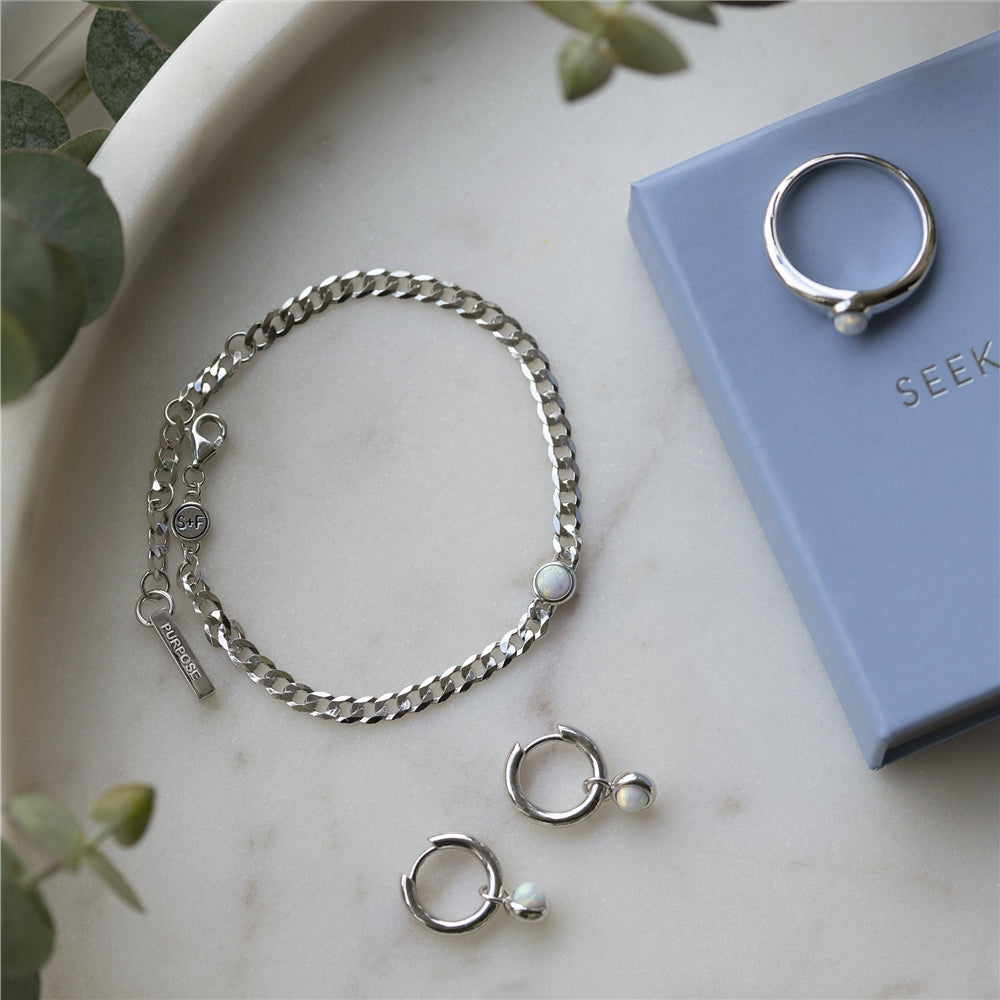 Seek + Find Purpose Silver Opal Bracelet