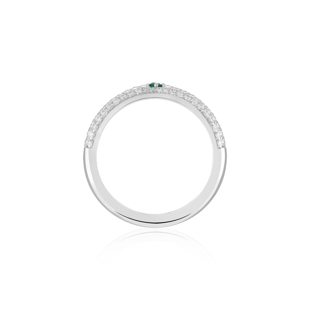 Argento Silver Green Stone Pavé Band Ring