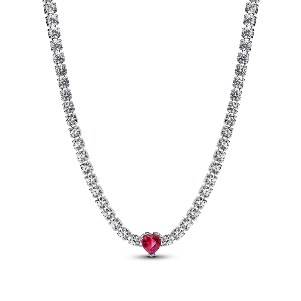 Pandora Silver Halo Heart Pendant Choker