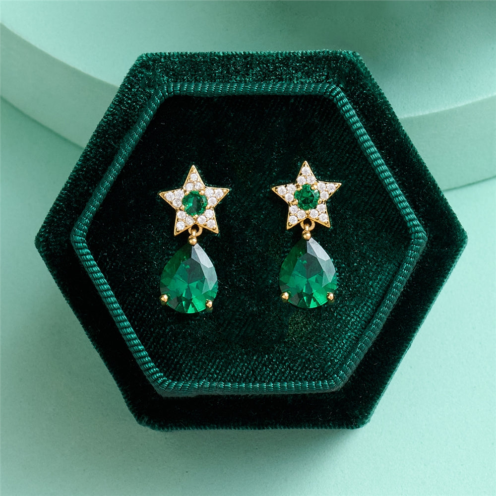 Amelia Scott Gold Celeste Green Star Drop Earrings