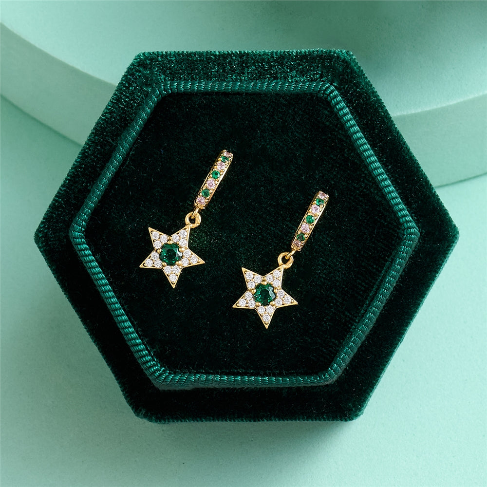 Amelia Scott Gold Celeste Green Star Huggie Earrings