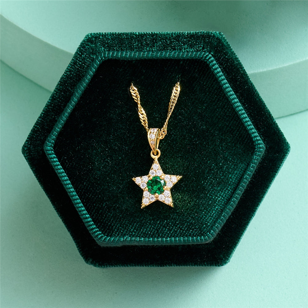 Amelia Scott Gold Celeste Green Star Necklace