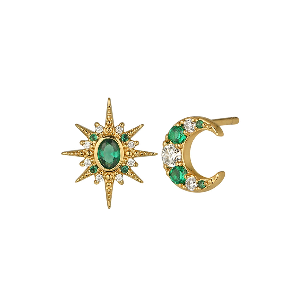 Amelia Scott Gold Luna Moon & Star Asymmetrical Earrings