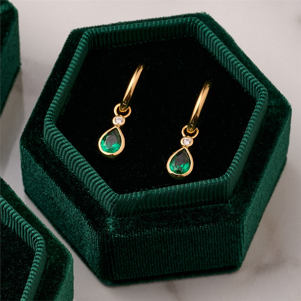 Amelia Scott Gold Sofia Green Teardrop Huggie Earrings