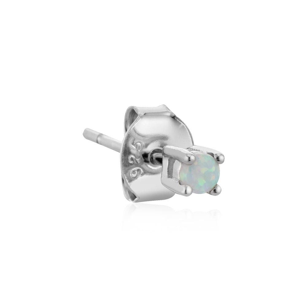 Argento Silver White Opal Petite Stud Earrings